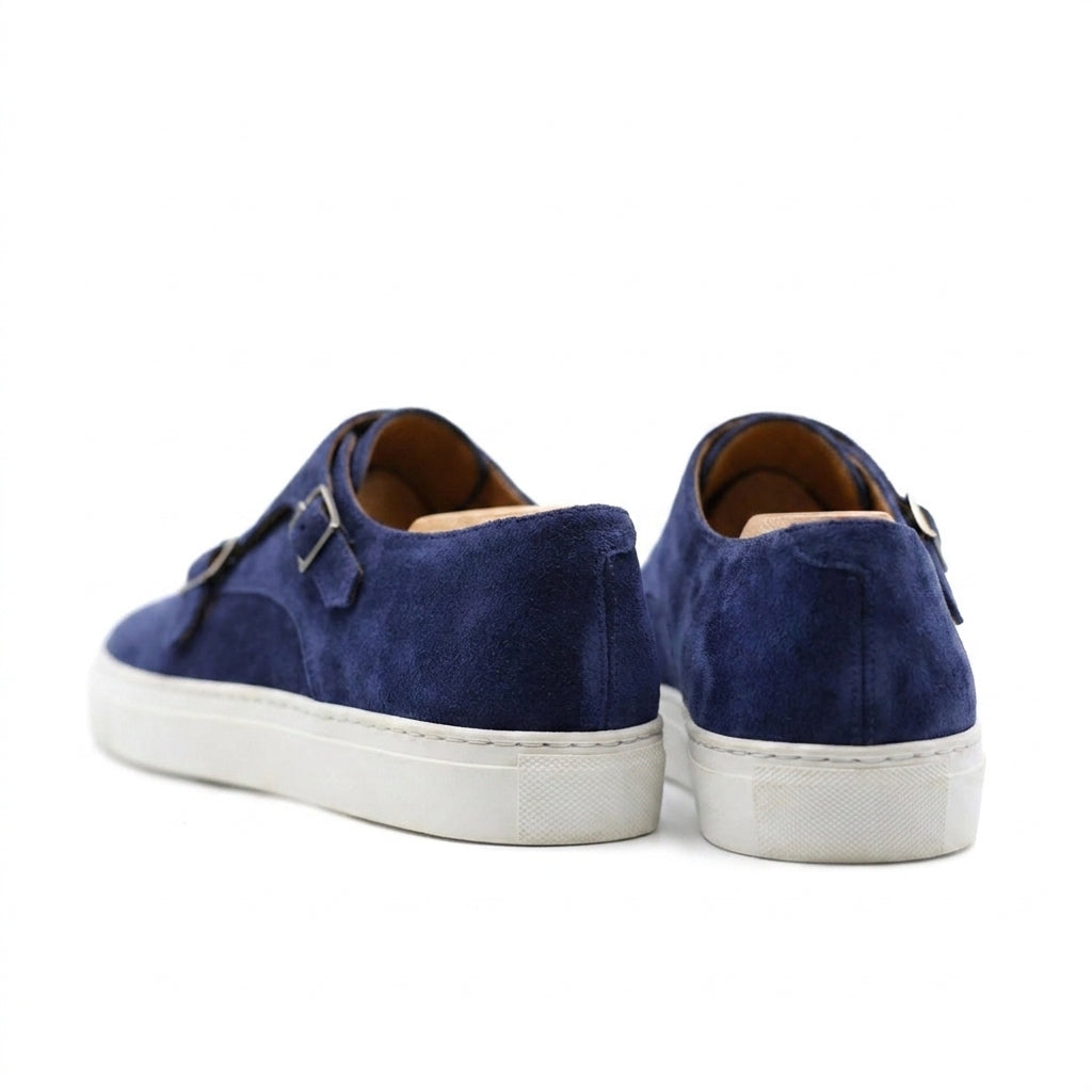 Navy Blue Suede Ferrol Monk Strap Sneakers