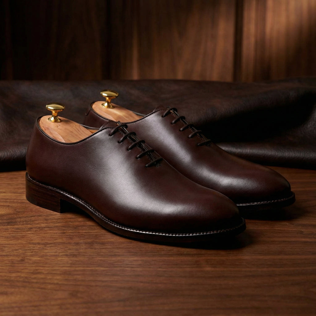 Height Increasing Brown Leather Drayton One Cut Oxfords
