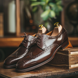 Brown Leather Randon Brogue Oxfords - Formal Shoes