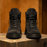 Black Suede Leather Celso Combat Boot