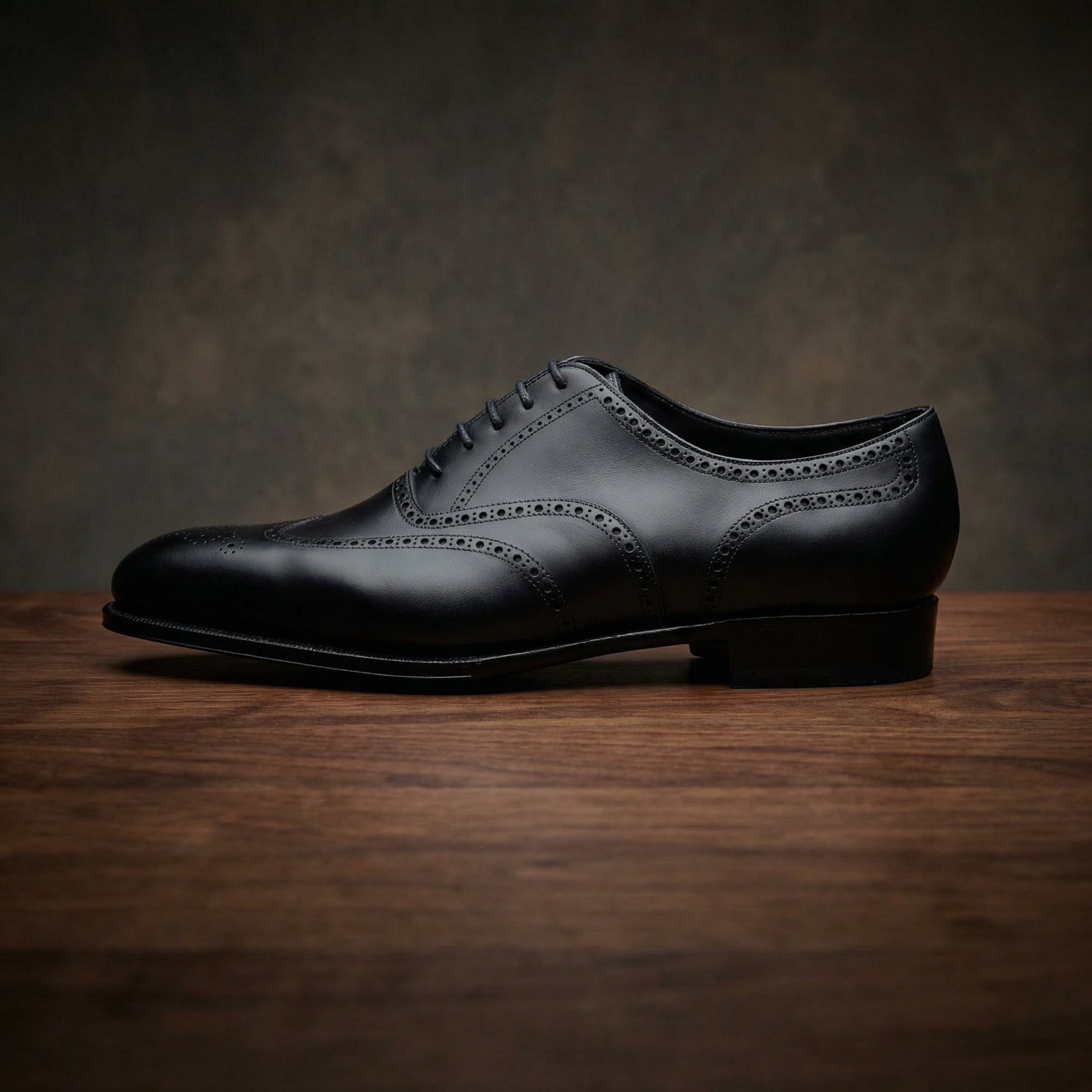 Black Leather Gedling Brogue Oxfords