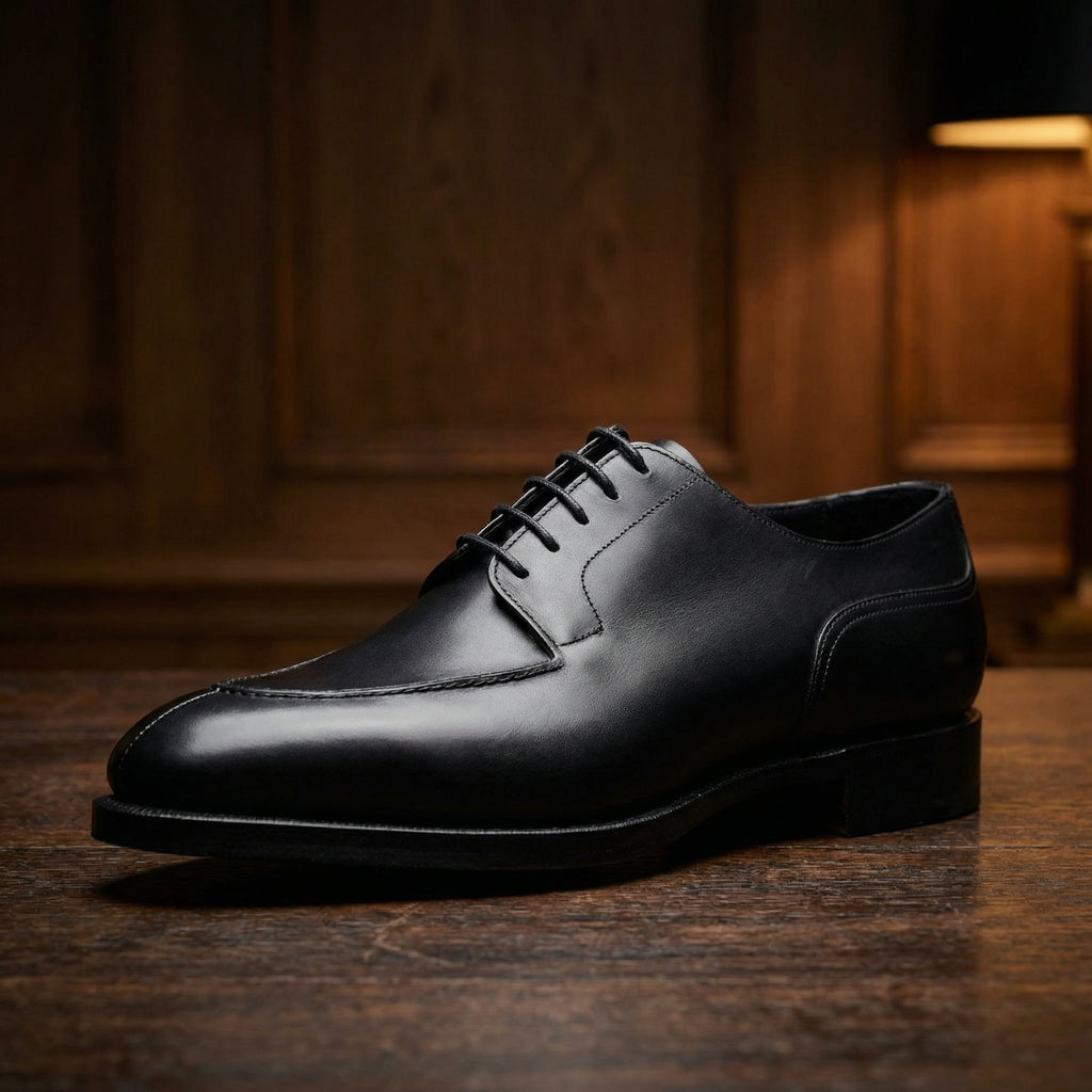Black Leather Hamlet Derby Shoes