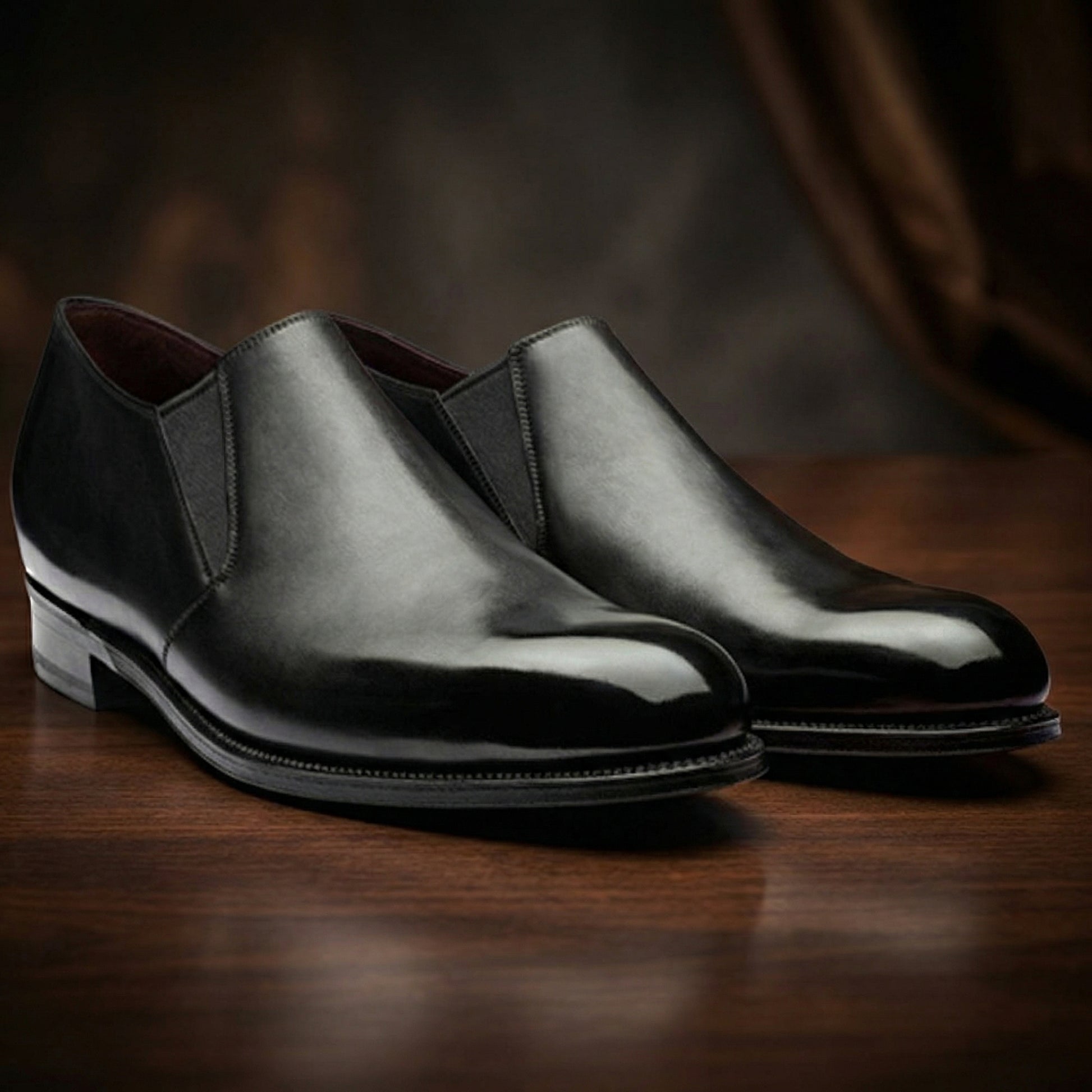 Height Increasing Black Leather Worthing Loafers
