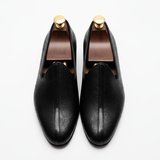 Black Leather Tana Peshawari Jutti Loafers | Wedding Shoes for Groom | Shoes for Haldi Mehendi Sangeet