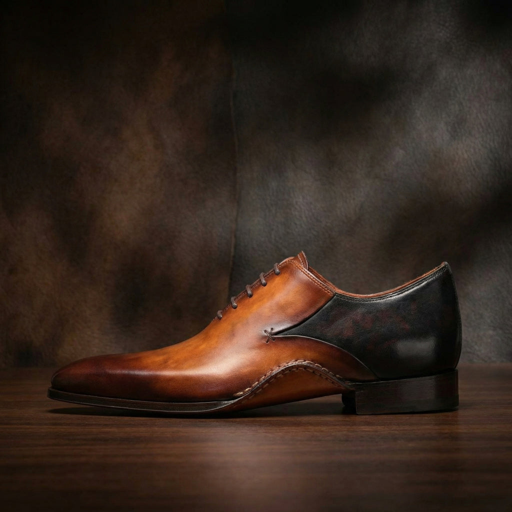 Height Increasing Black & Tan Leather Bowral Oxfords Shoes