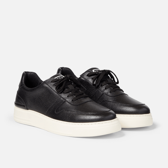 Black Leather Lancia Sneakers With White Sole