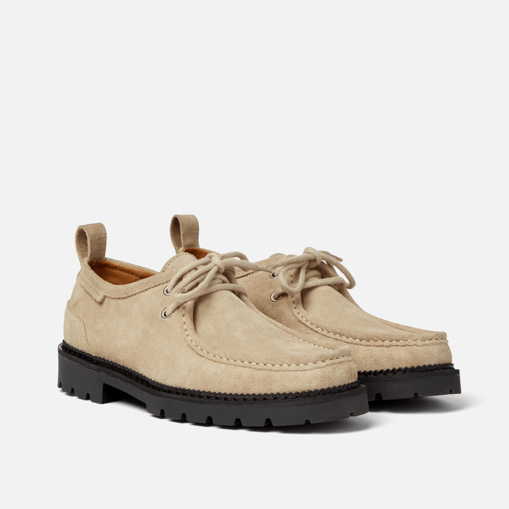 Beige Suede Leather Giorno With Black Sole Boat Shoe : The Dapper Edit