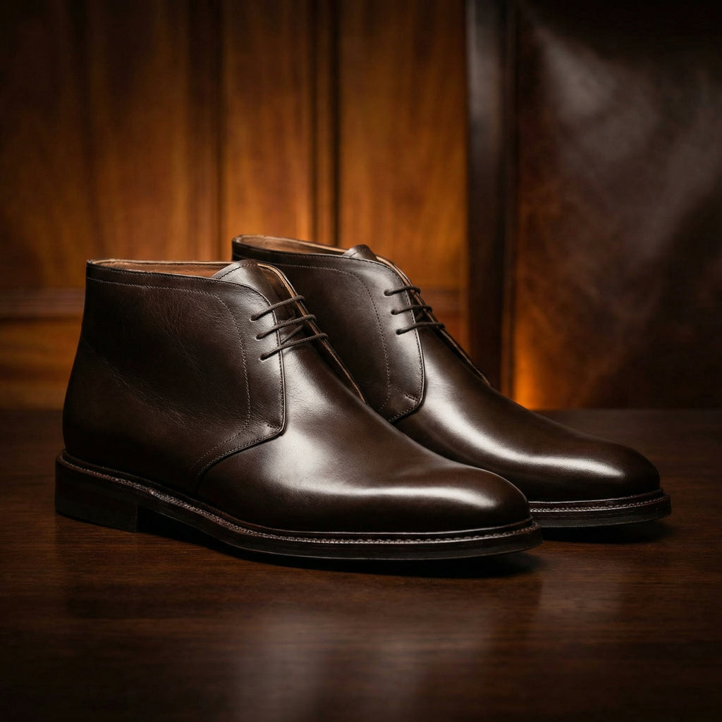 Brown Leather Exeter Lace Up Chukka Boots