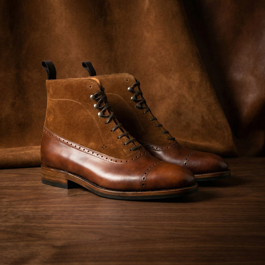 Tan Leather & Suede Clifton Lace Up Boots
