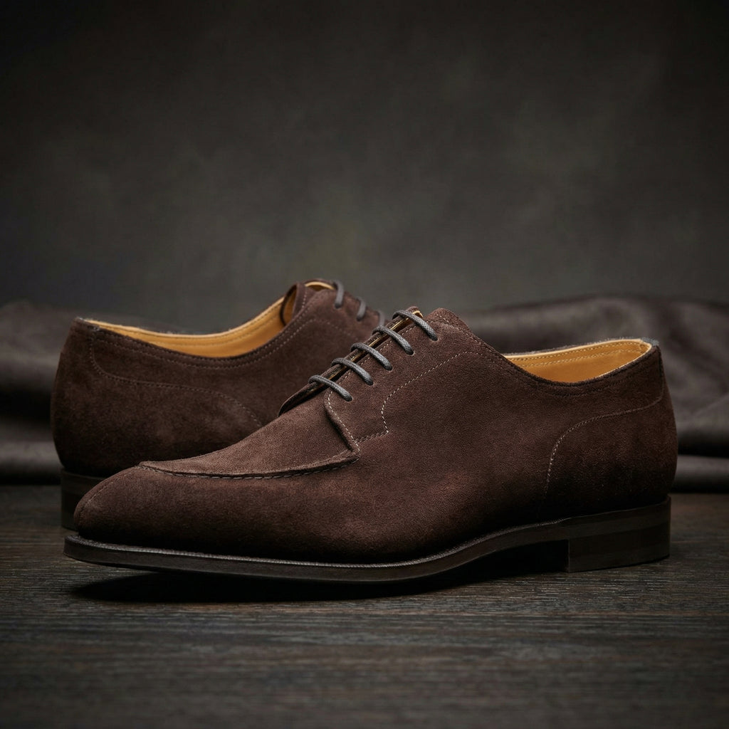 Height Increasing Brown Suede Hamlet Derby Shoes