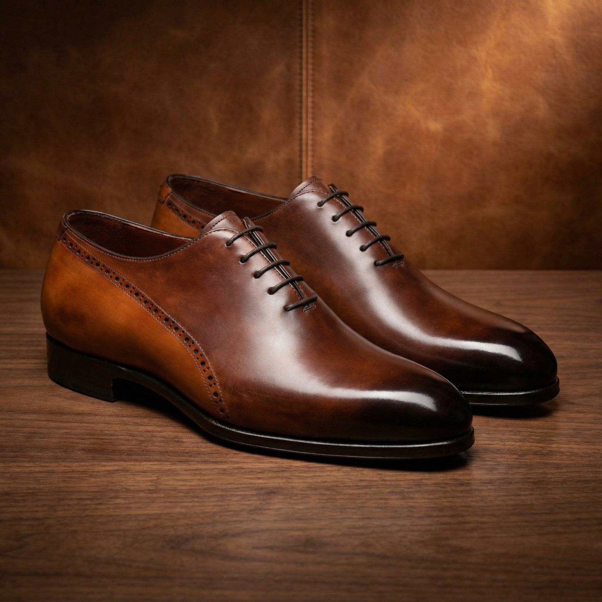 Brown & Tan Leather Darien Brogue Oxfords Costoso Italiano Brown & Tan Leather Darien Brogue Oxfords Costoso Italiano