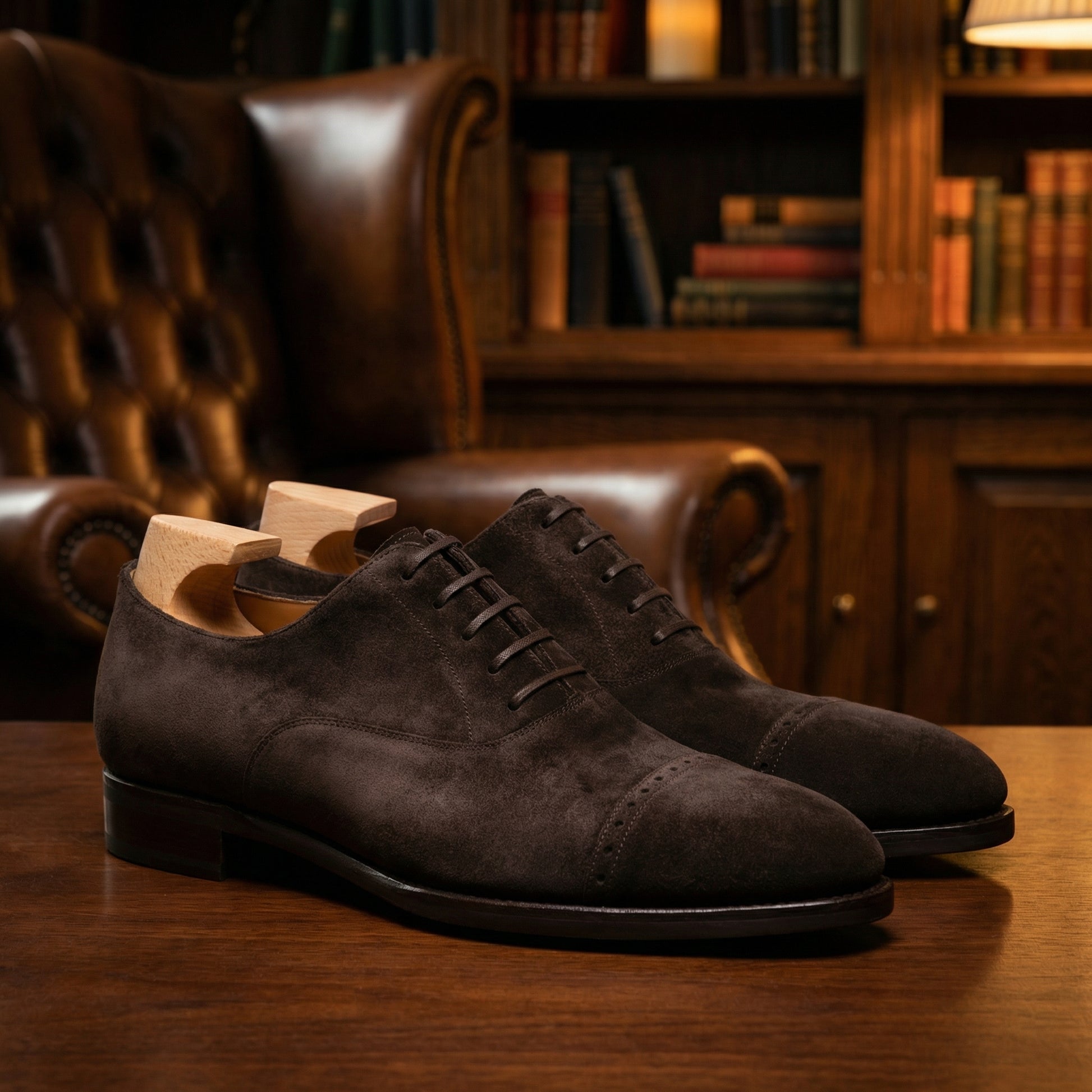Brown Suede Eastney Toe Cap Oxfords