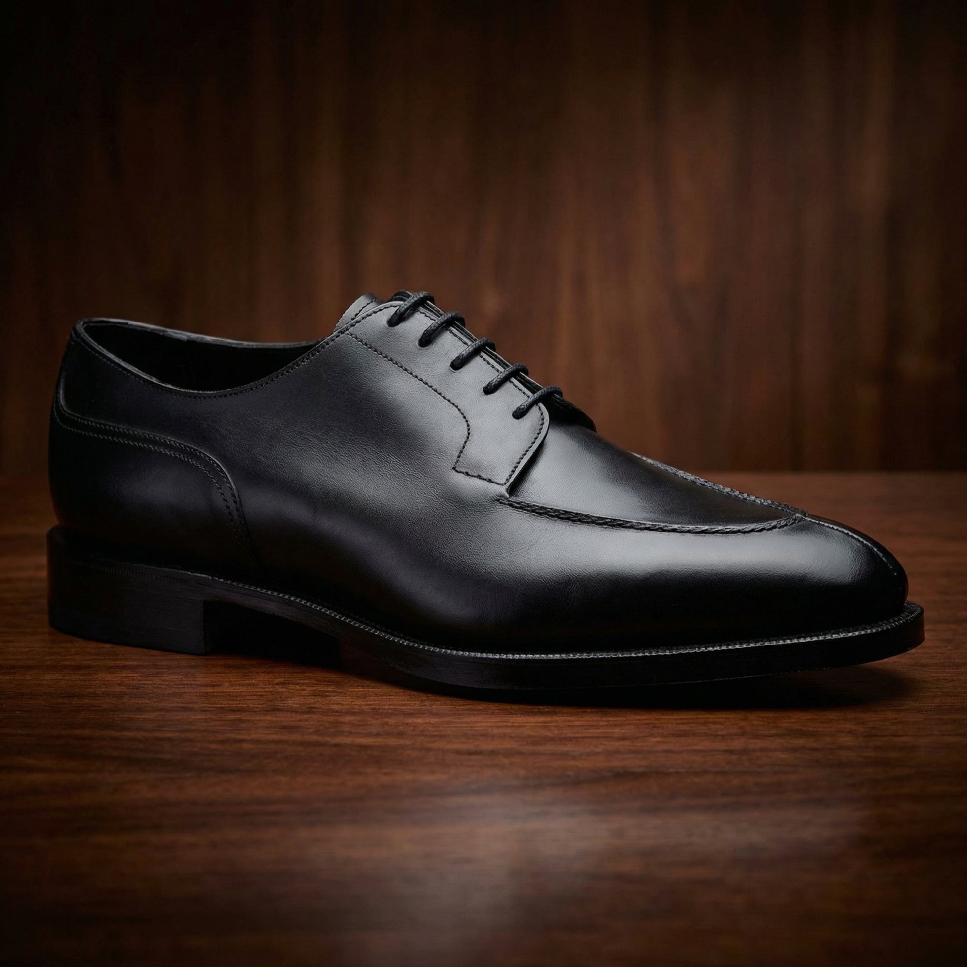 Black Leather Hamlet Derby Shoes