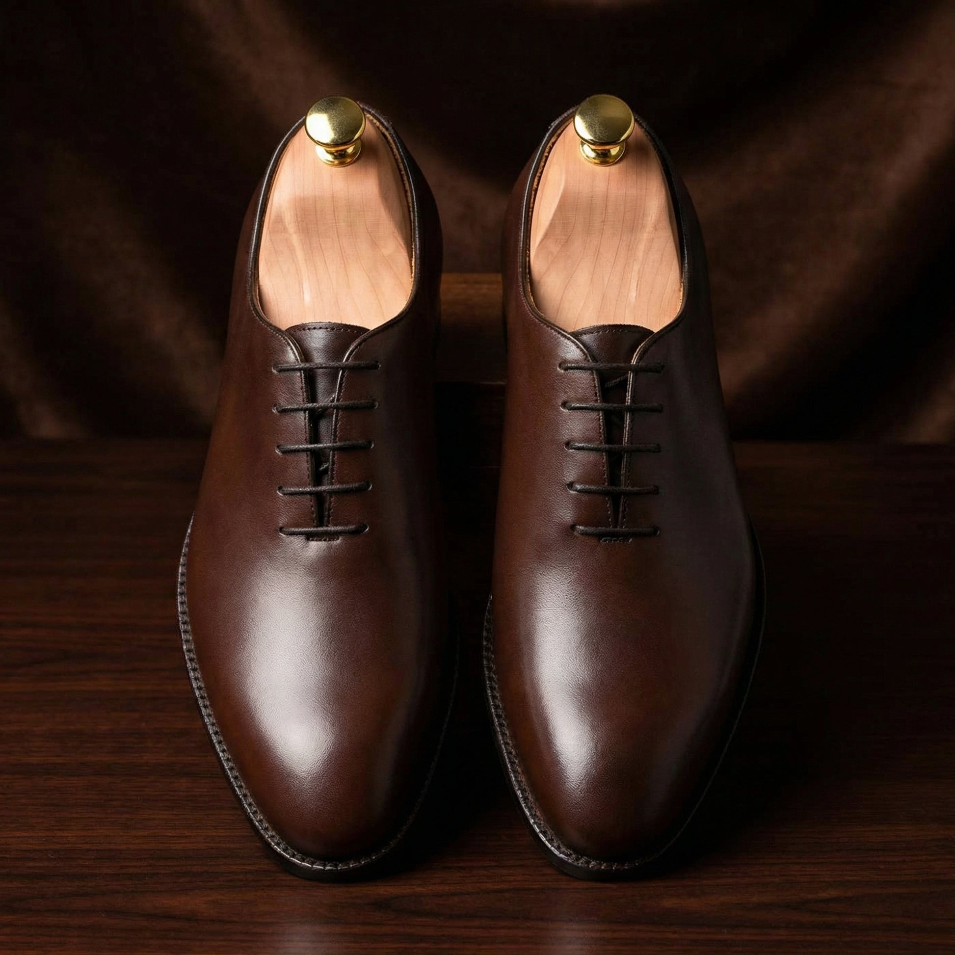 Height Increasing Brown Leather Drayton One Cut Oxfords