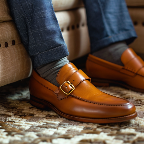 Tan Leather Preston Monk Straps