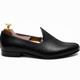Black Leather Tana Peshawari Jutti Loafers | Wedding Shoes for Groom | Shoes for Haldi Mehendi Sangeet