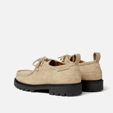 Beige Suede Leather Giorno With Black Sole Boat Shoe