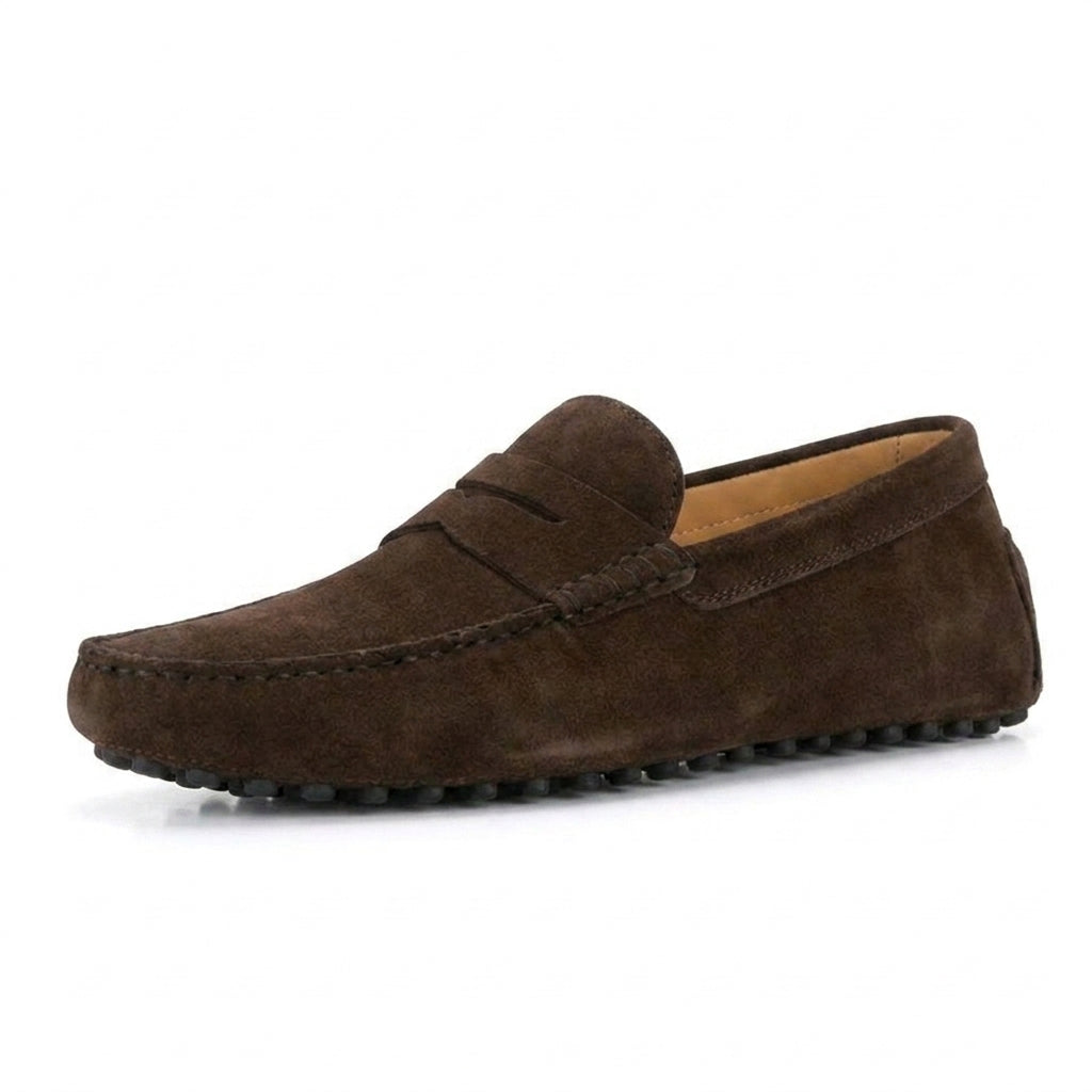 Brown Suede Alcalde Penny Driving Loafers