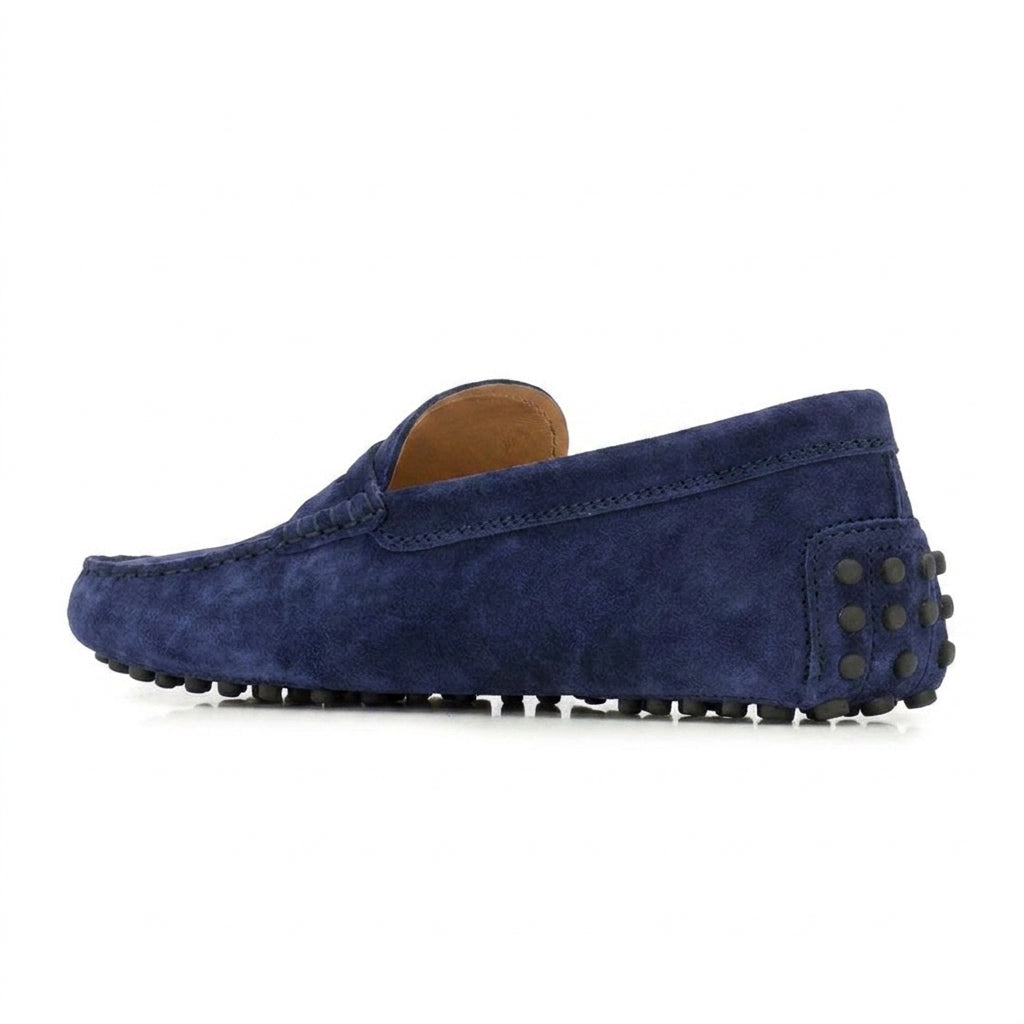 Navy Blue Suede Alcalde Penny Driving Loafers