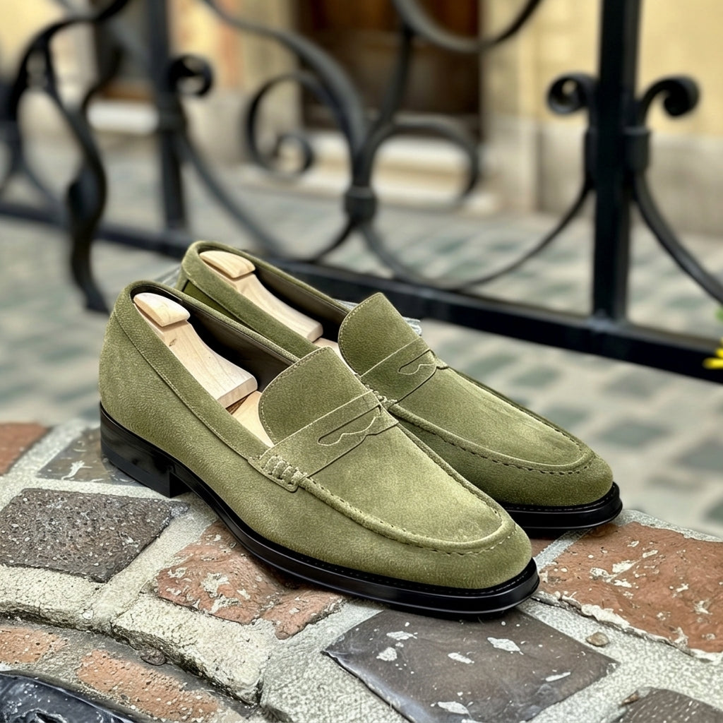 Green Suede Antonino Loafers