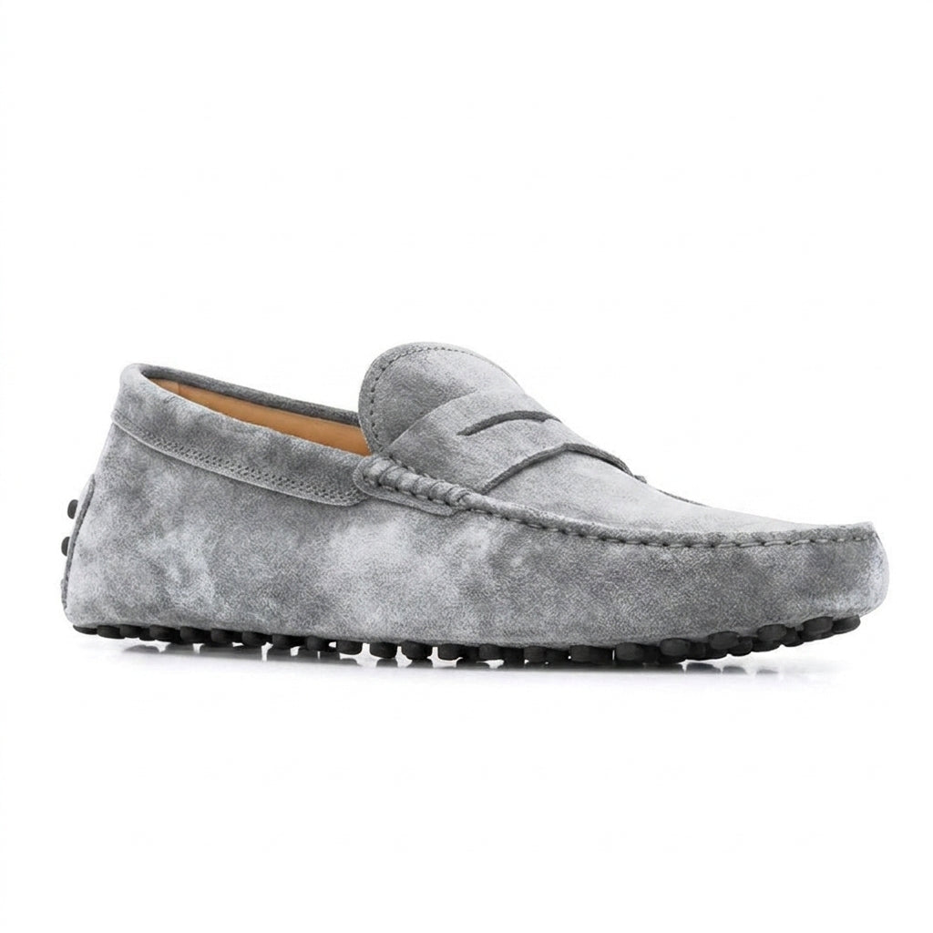 Grey Suede Alcalde Penny Driving Loafers