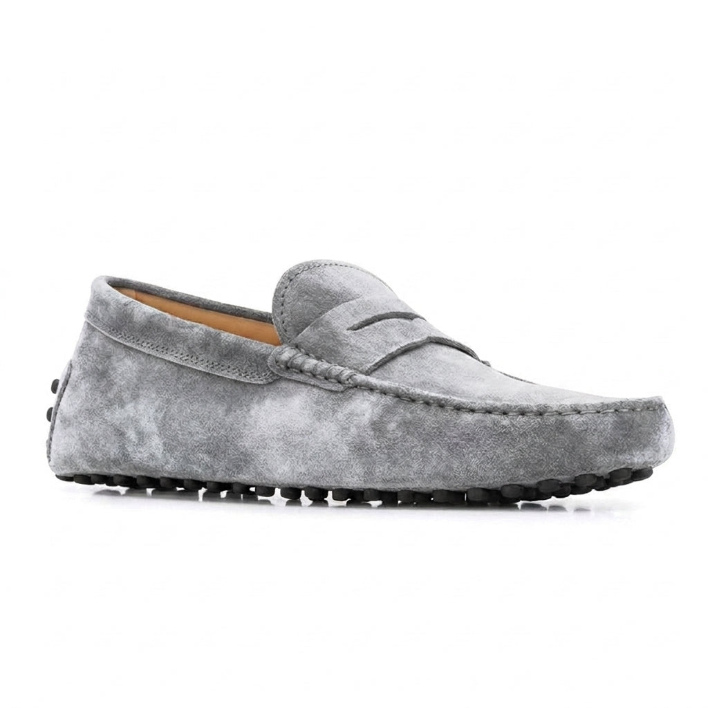 Grey Suede Alcalde Penny Driving Loafers