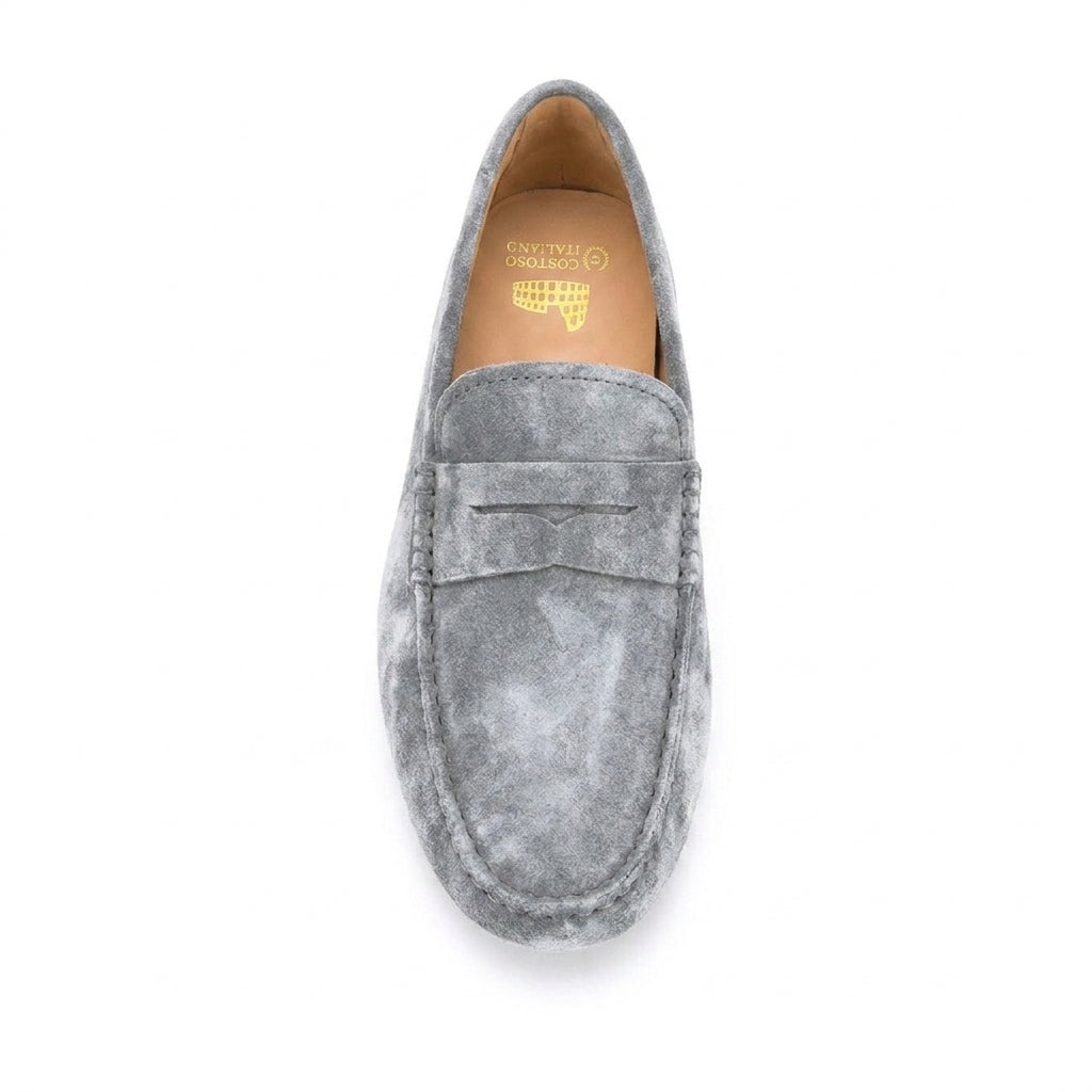 Grey Suede Alcalde Penny Driving Loafers
