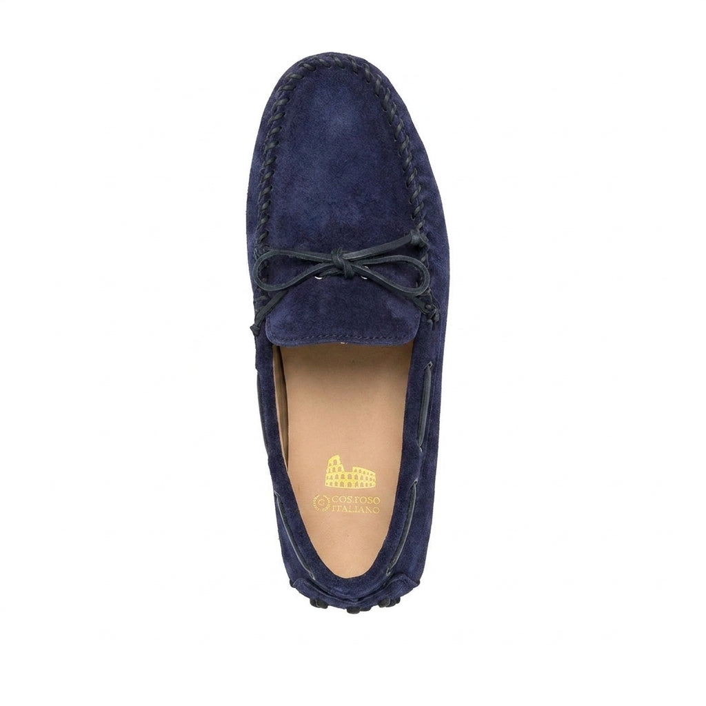 Navy Blue Suede Alcalde Driving Loafers