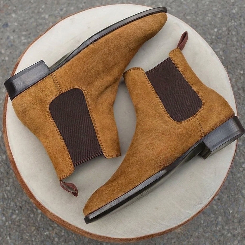 Tan Suede Soria Slip On Chelsea Boots