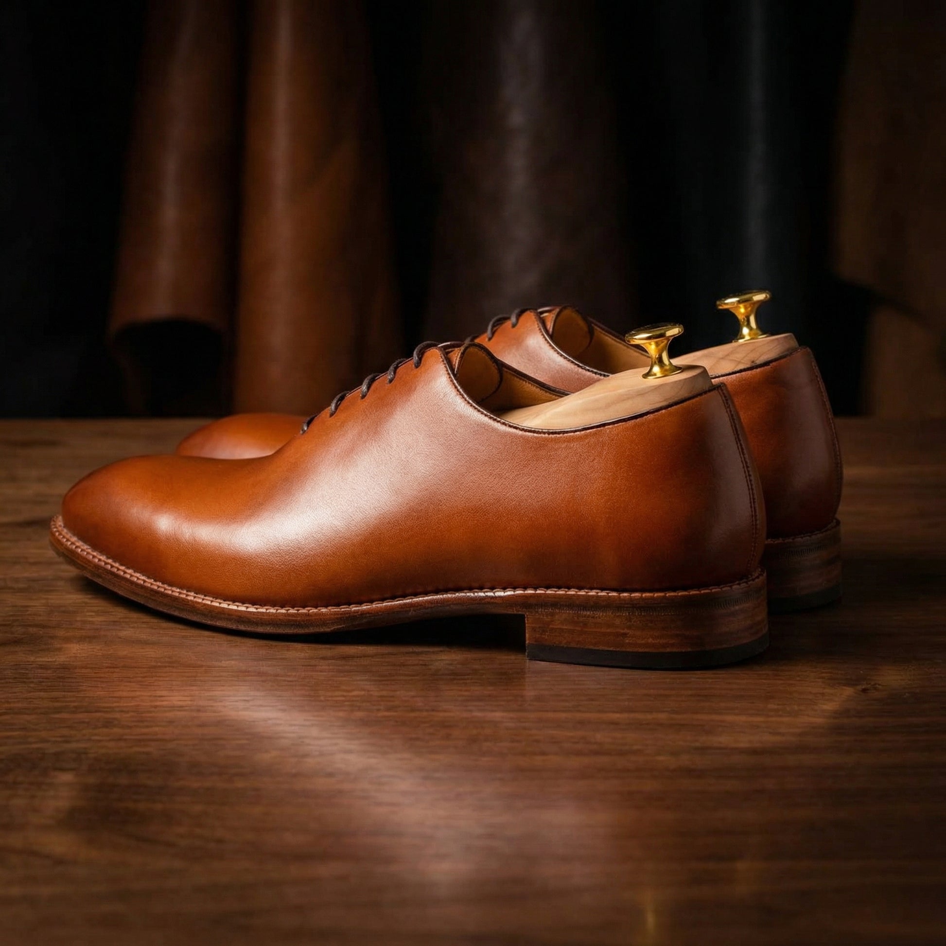 Tan Leather Drayton One Cut Oxfords - Formal Shoes