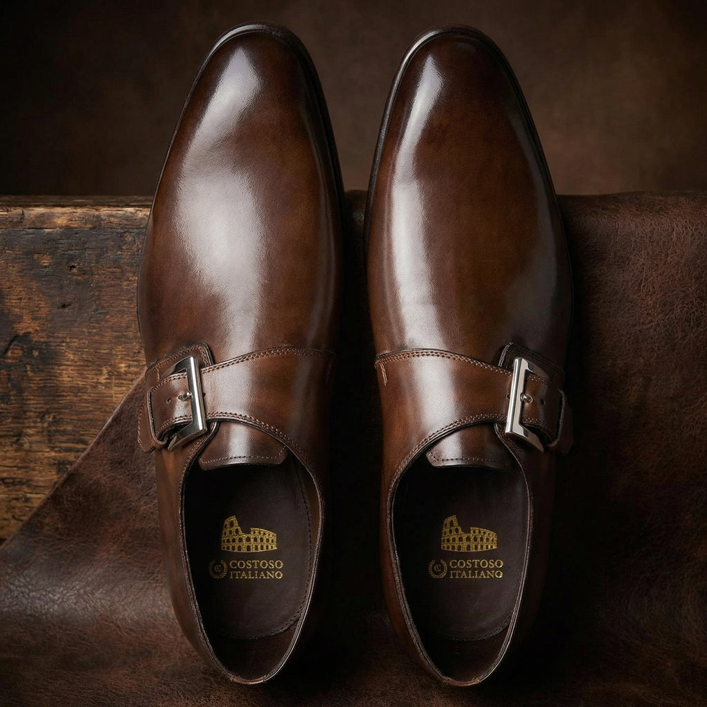 Brown Leather Bromley Monk Straps