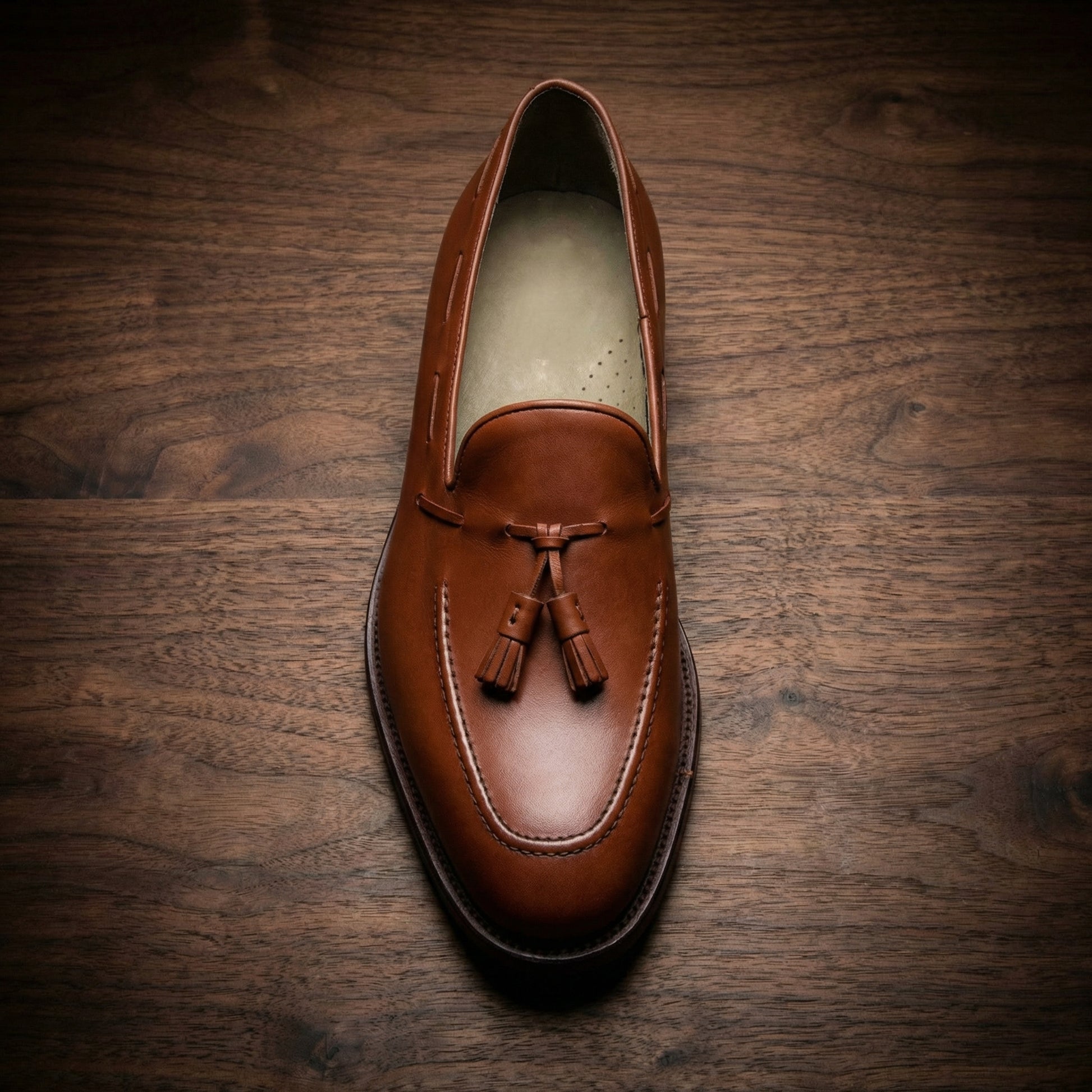 Height Increasing Tan Leather Stanley Tassel Loafers