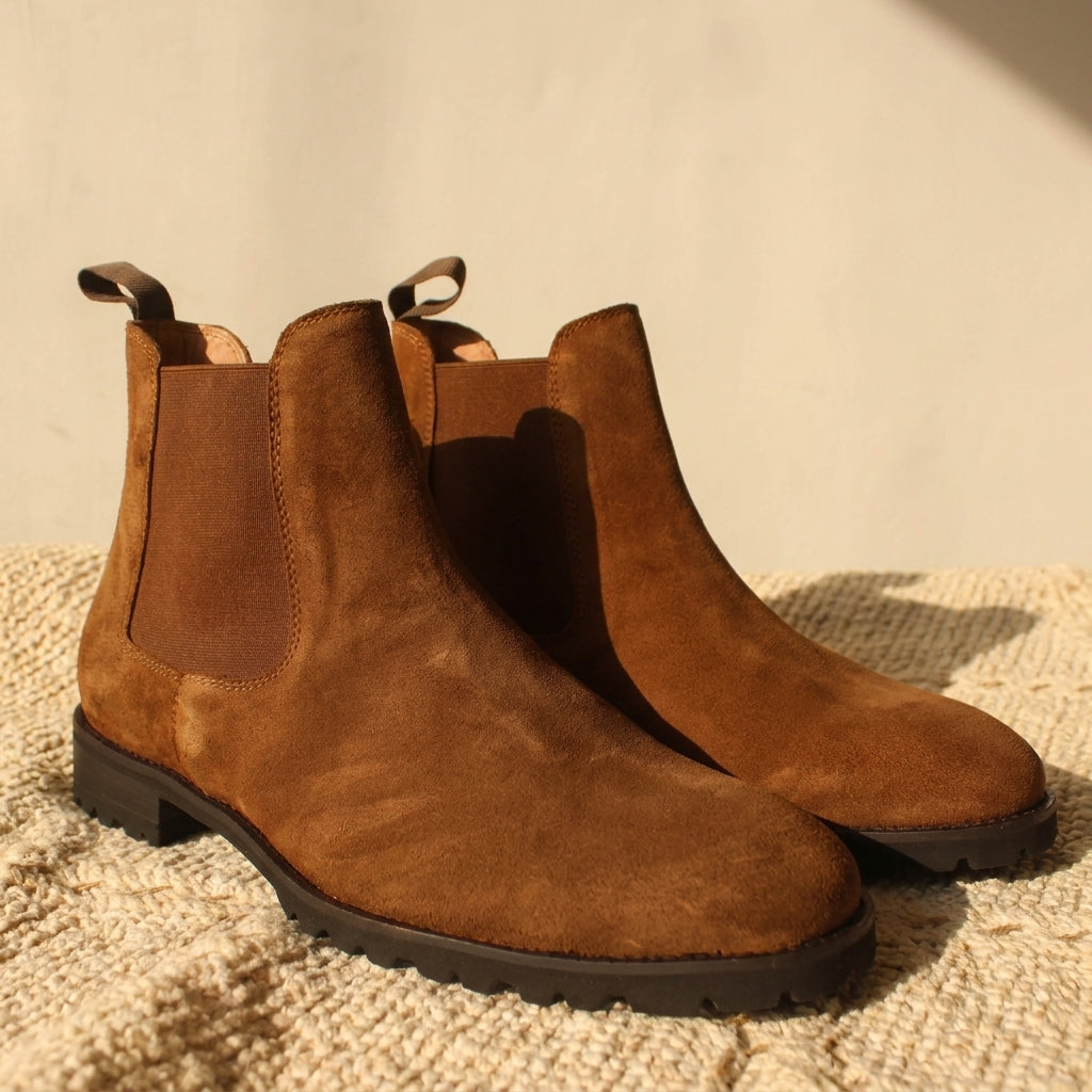Tan Suede Ferneto Chunky Chelsea Boots