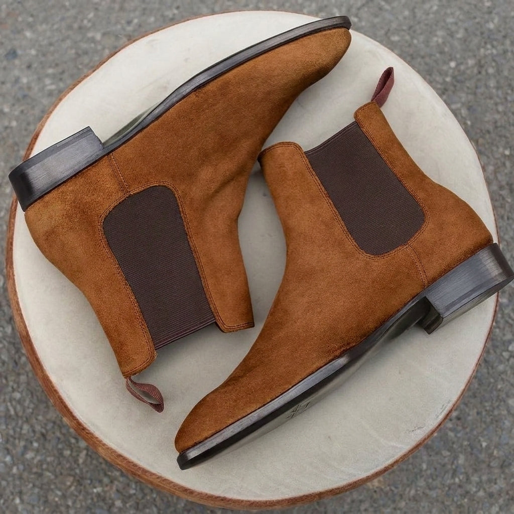 Height Increasing Tan Suede Soria Slip On Chelsea Boots
