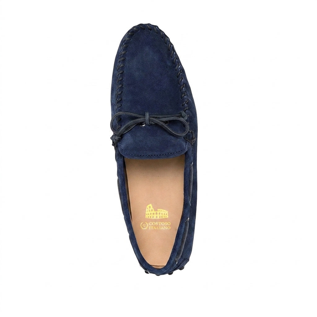 Height Increasing Navy Blue Suede Alcalde Driving Loafers