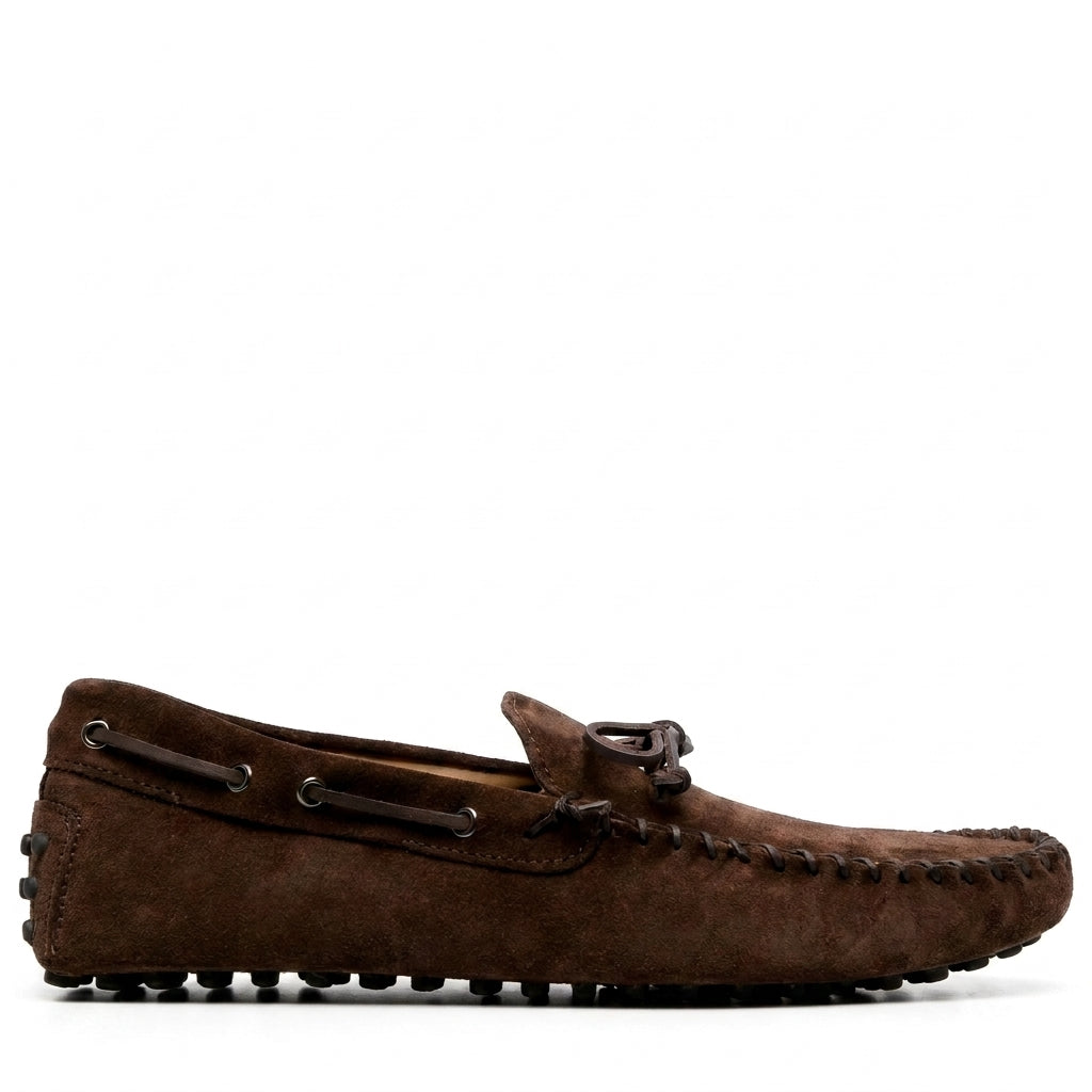 Height Increasing Brown Suede Alcalde Driving Loafers