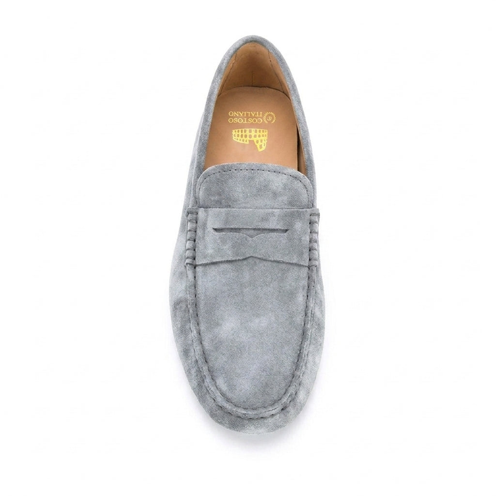 Height Increasing Grey Suede Alcalde Penny Driving Loafers
