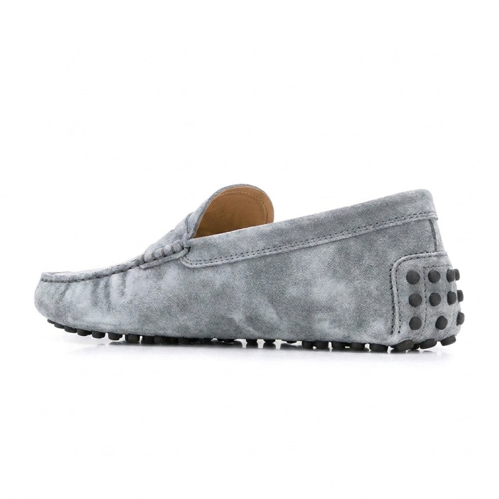 Height Increasing Grey Suede Alcalde Penny Driving Loafers
