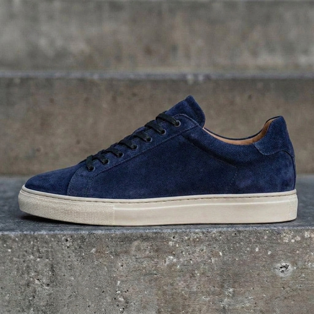 Height Increasing Navy Blue Suede Cieza Whole Cut Sneakers
