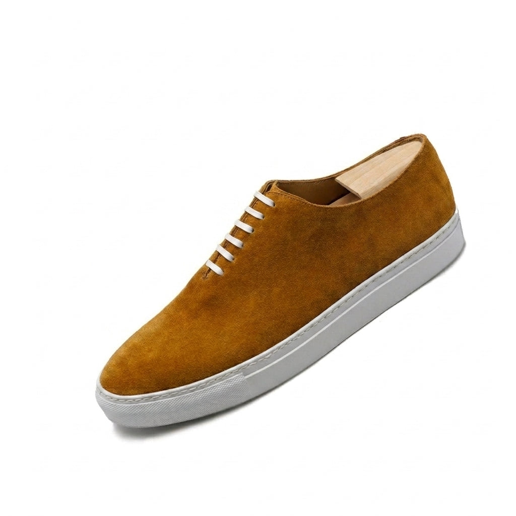 Height Increasing Tan Suede Ferrol Whole Cut Sneakers