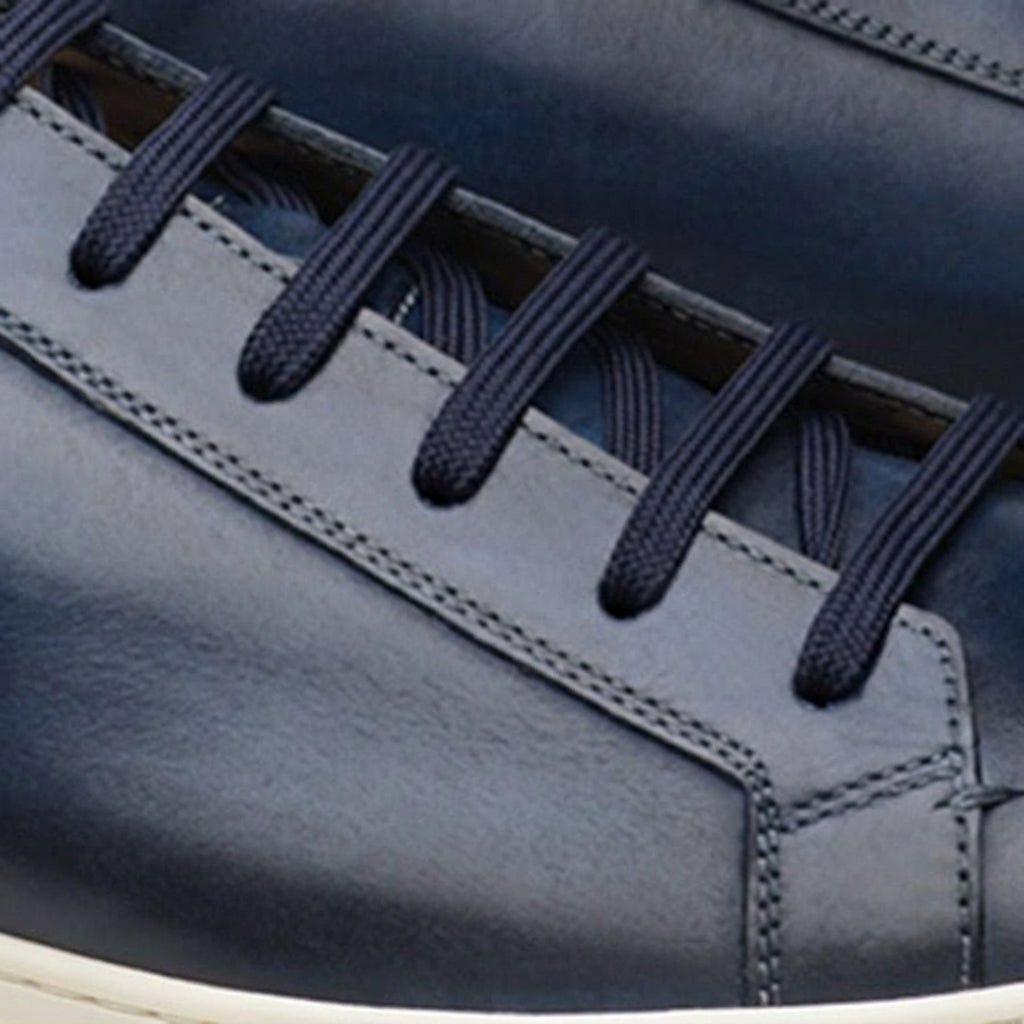 Height Increasing Navy Blue Leather Cornella Lace Up Sneakers