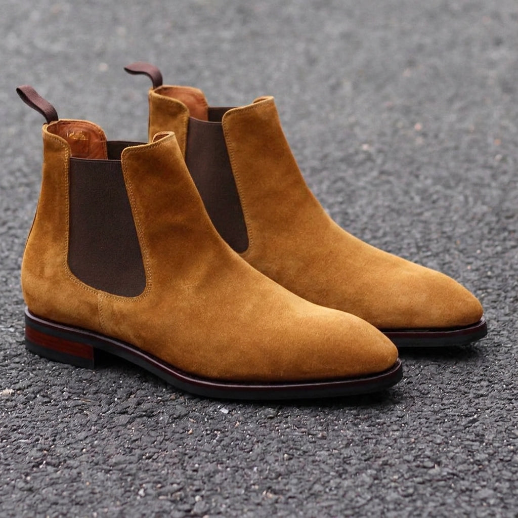 Height Increasing Tan Suede Cuenca Chelsea Boots