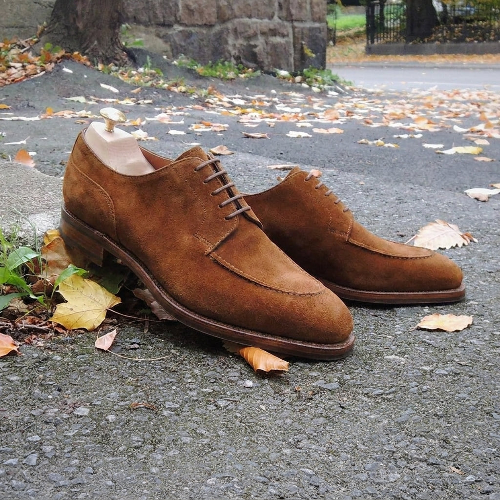 Height Increasing Tan Suede Castelo Derby Shoes