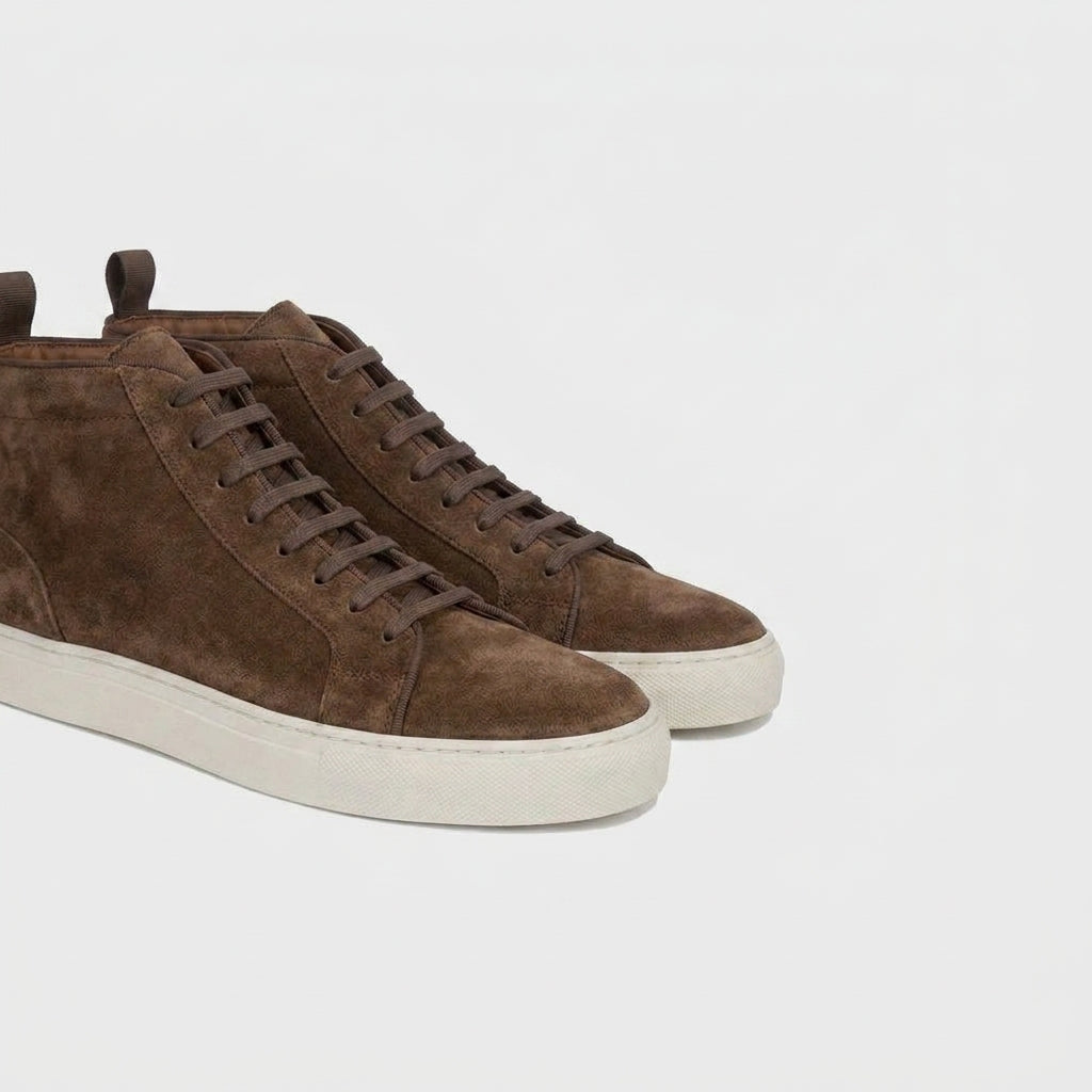 Height Increasing Biege Suede Leather Angus Sneaker Boots