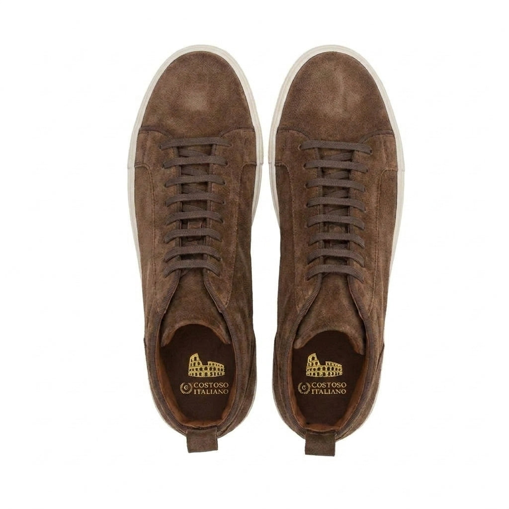 Height Increasing Biege Suede Leather Angus Sneaker Boots