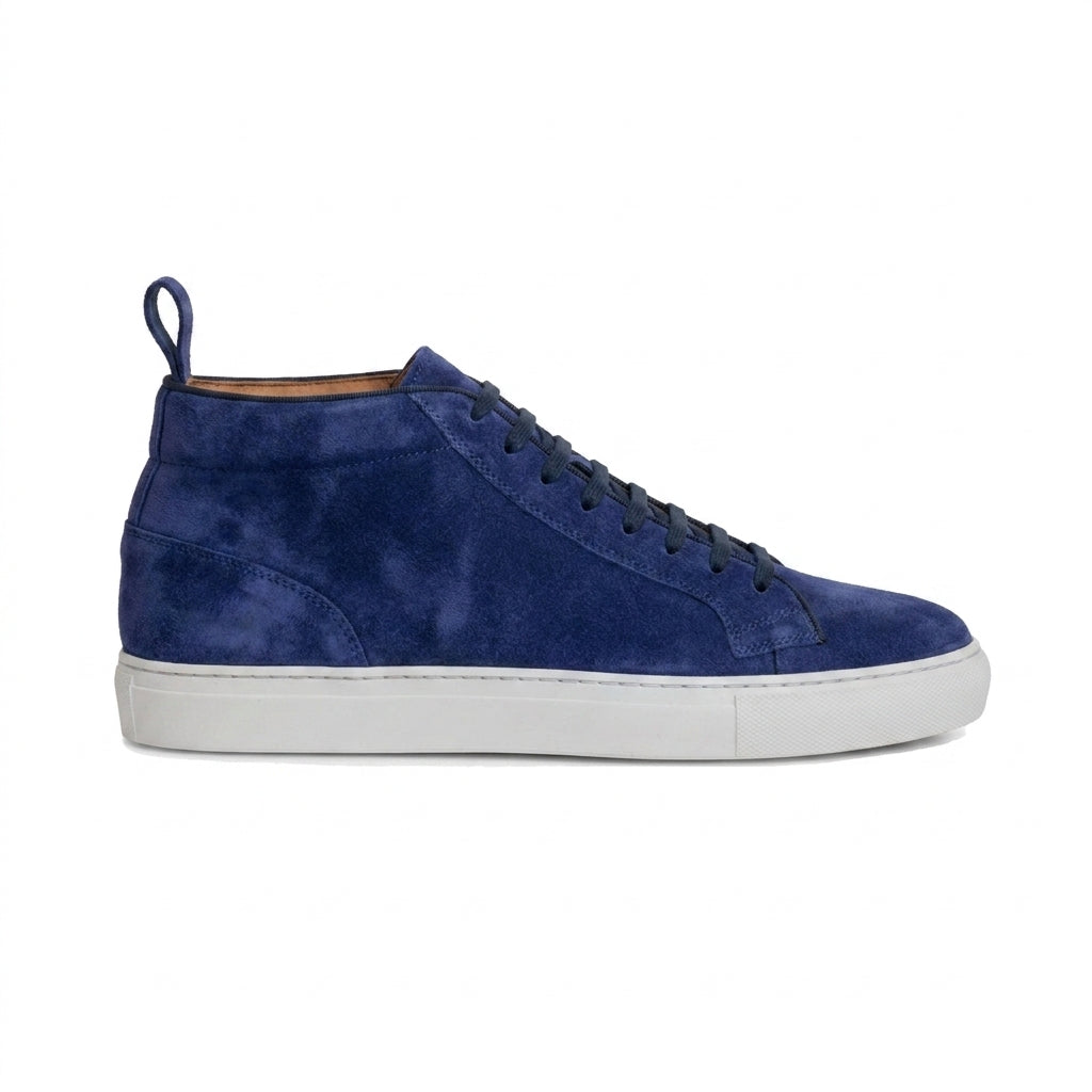 Height Increasing Navy Blue Suede Leather Angus Sneaker Boots