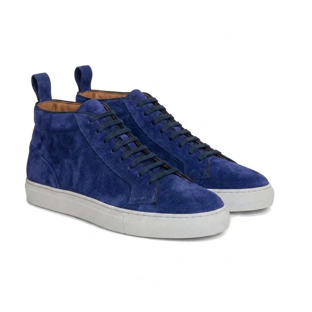Height Increasing Navy Blue Suede Leather Angus Sneaker Boots