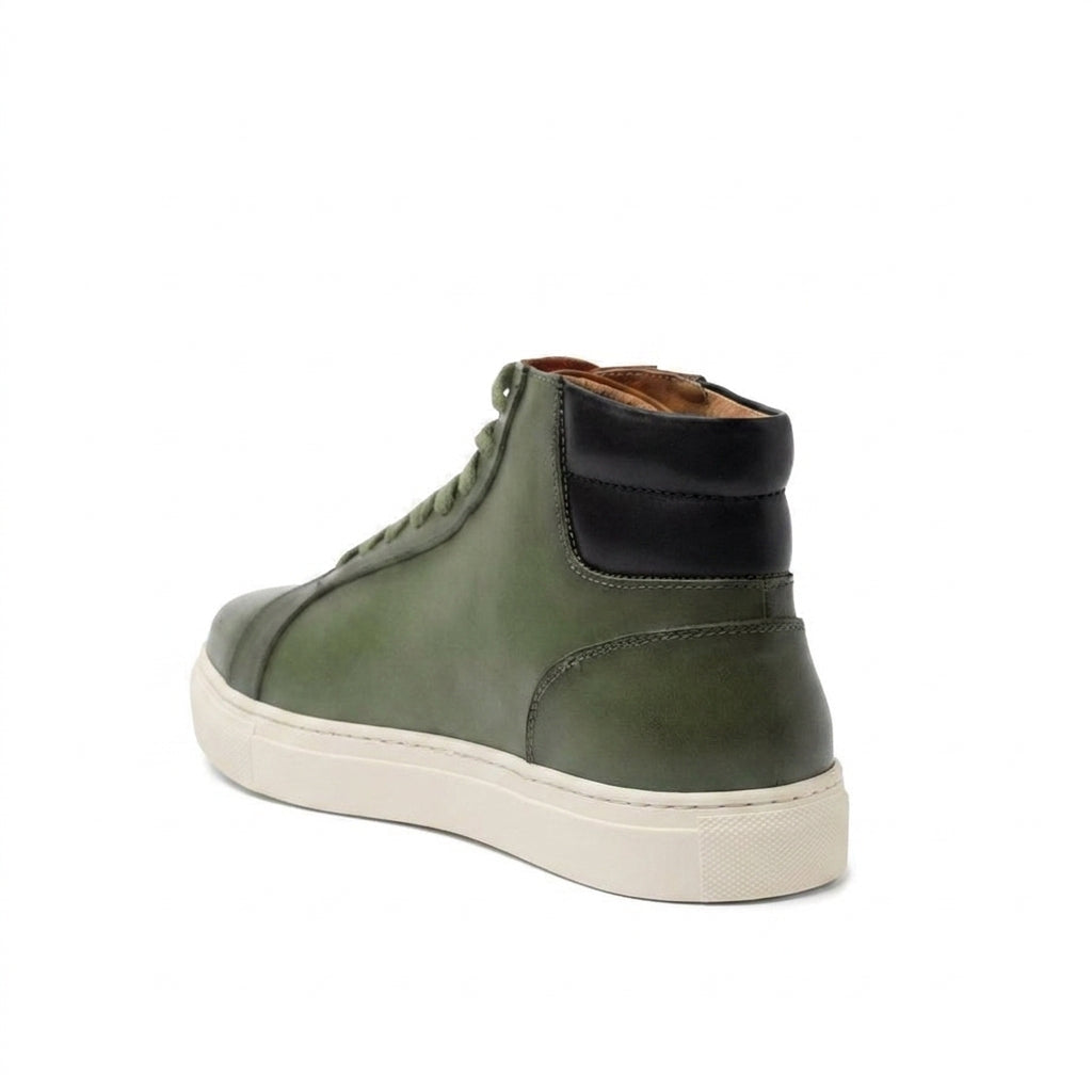 Height Increasing Olive Green Leather Angus Sneaker Boots