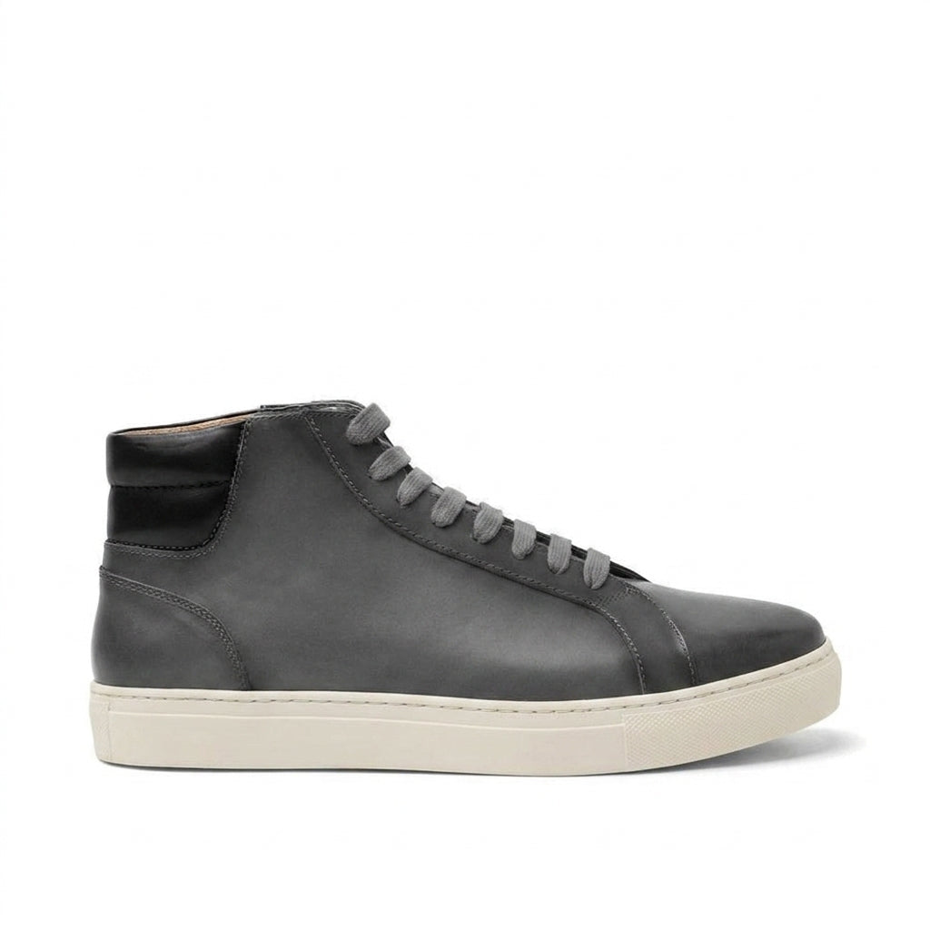 Height Increasing Black Dark Silver Leather Angus Sneaker Boots
