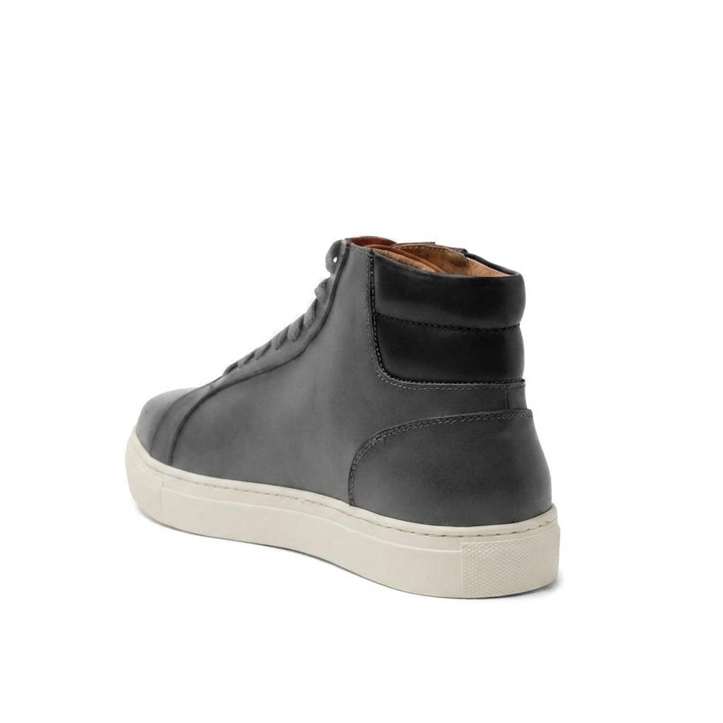 Height Increasing Black Dark Silver Leather Angus Sneaker Boots